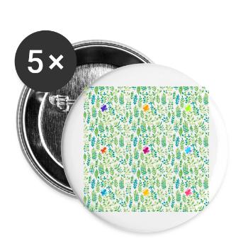 Meadow and butterflies - Buttons small 1''/25 mm (5-pack) - white - Front