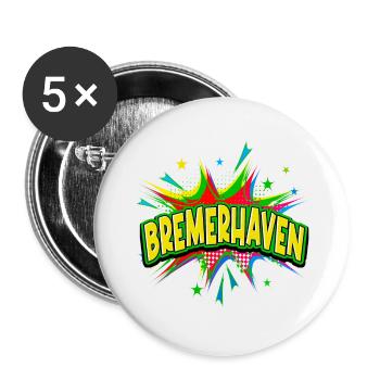 Bremerhaven Allemagne Ville Pop Art Bande dessinée - Lot de 5 petits badges (25 mm) - blanc - Devant