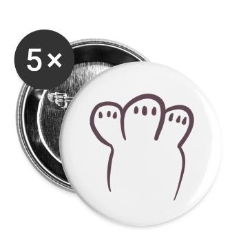 Braune Pfote - Buttons klein 25 mm (5er Pack) - Weiß - Vorne