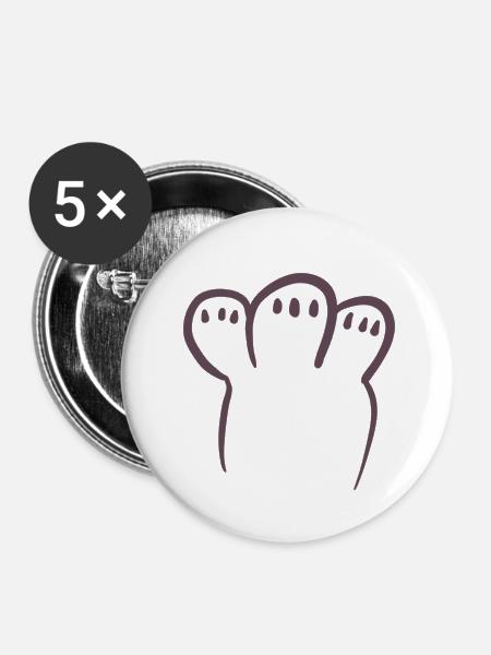 Braune Pfote - Buttons klein 25 mm (5er Pack) - Weiß