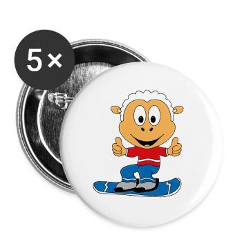 SCHAF - SNOWBOARD - WINTERSPORT - TIER - SPORT - Buttons klein 25 mm (5er Pack) - Weiß - Vorne