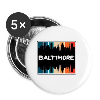 Baltimore Maryland Usa Skyline Silhouette Travel S - Buttons small 1''/25 mm (5-pack) - white - Front
