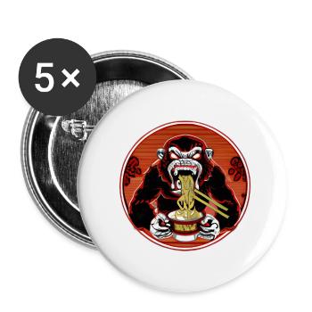 Bad Monkey aime le design vintage des nouilles ramen - Lot de 5 petits badges (25 mm) - blanc - Devant