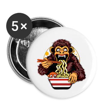 Creepy Monkey aime le design de nouilles ramen - Lot de 5 petits badges (25 mm) - blanc - Devant