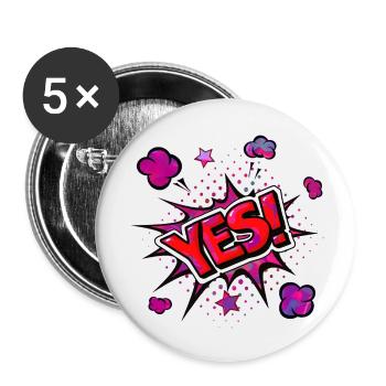 oui chante drôle pas de fille féminisme appliquer toujours - Lot de 5 petits badges (25 mm) - blanc - Devant