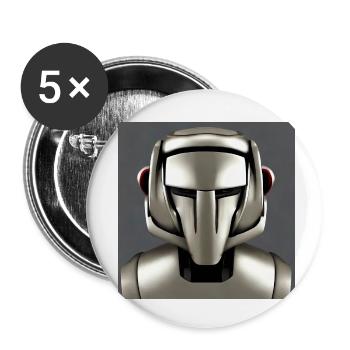 Büste eines Cyborgs Futuristische Roboterbüste - Buttons klein 25 mm (5er Pack) - Weiß - Vorne