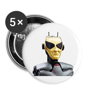 Büste eines Cyborgs Futuristische Roboterbüste - Buttons klein 25 mm (5er Pack) - Weiß - Vorne