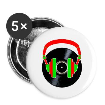 Pair Of Headphones On Vinyl - Buttons small 1''/25 mm (5-pack) - white - Front