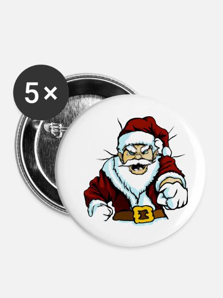 Weihnachtsmann - Buttons klein 25 mm (5er Pack) - Weiß