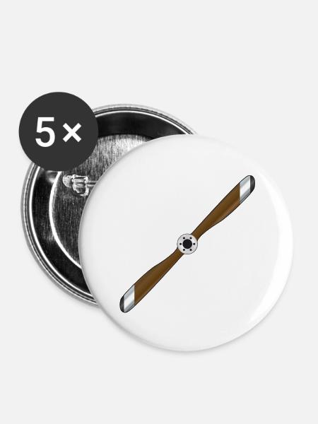 Flugzeugpropeller - Buttons klein 25 mm (5er Pack) - Weiß