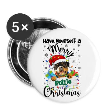 Rottweiler Fête de Noël Rottie Cadeaux de Noël - Lot de 5 petits badges (25 mm) - blanc - Devant