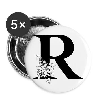 Buchstabe R - Buttons klein 25 mm (5er Pack) - Weiß - Vorne