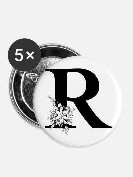 Buchstabe R - Buttons klein 25 mm (5er Pack) - Weiß