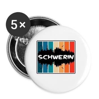 Schwerin Germany Skyline Silhouette Travel Souveni - Buttons small 1''/25 mm (5-pack) - white - Front