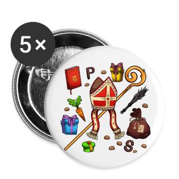 Éléments de Saint-Nicolas - Lot de 5 petits badges (25 mm) - blanc - Devant