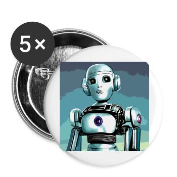 Robot, android, cyborg, science fiction - Buttons small 1''/25 mm (5-pack) - white - Front