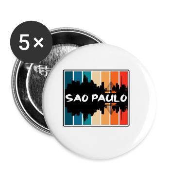 Sao Paulo Brazil Skyline Silhouette Travel Souveni - Buttons small 1''/25 mm (5-pack) - white - Front