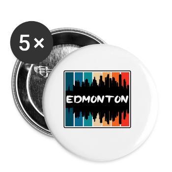 Edmonton Canada Skyline Silhouette Souvenir de voyage - Lot de 5 petits badges (25 mm) - blanc - Devant