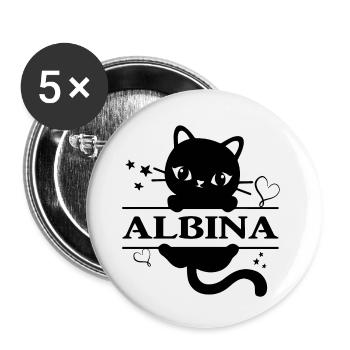 t-shirt Albina t-shirt chat cadeau idée chat chat - Lot de 5 petits badges (25 mm) - blanc - Devant