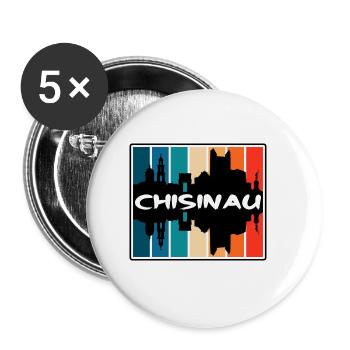 Chisinau Moldawien Skyline Silhouette Reise Souveni - Buttons klein 25 mm (5er Pack) - Weiß - Vorne