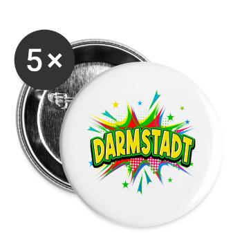 Darmstadt Allemagne Ville Pop Art Bande dessinée - Lot de 5 petits badges (25 mm) - blanc - Devant