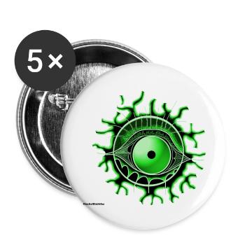 Vert œil - Lot de 5 petits badges (25 mm) - blanc - Devant