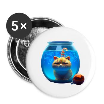 Christmas cat in a fishbowl - Buttons small 1''/25 mm (5-pack) - white - Front