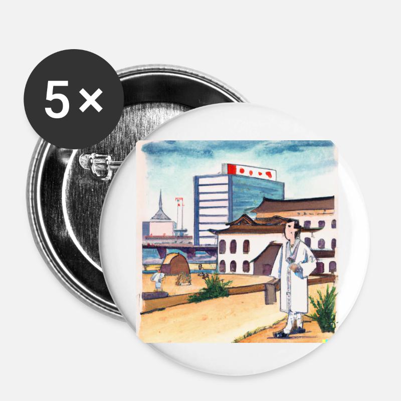 Doctor visiting Mannheim - Buttons klein 25 mm (5er Pack) - Weiß