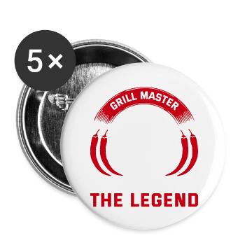 Grill Master The Man The Myth The Legend Funny BBQ - Buttons small 1''/25 mm (5-pack) - white - Front