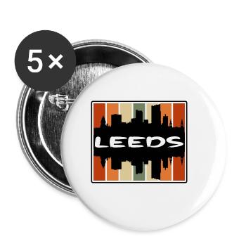 Leeds England Skyline Silhouette Travel Souvenir - Buttons small 1''/25 mm (5-pack) - white - Front