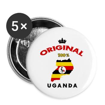 Uganda original 100% flag design - Buttons small 1''/25 mm (5-pack) - white - Front