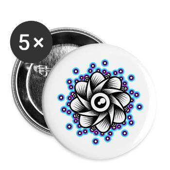 Neon Lotus Mandala Flower Goa Rave Techno Pink Blue - Buttons small 1''/25 mm (5-pack) - white - Front