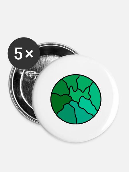 Grüne Blätter - Buttons klein 25 mm (5er Pack) - Weiß
