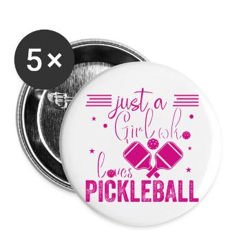 Just A Girl Who Loves Pickleball - Buttons small 1''/25 mm (5-pack) - white - Front