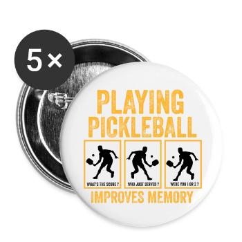 jouer au pickleball améliore la mémoire - Lot de 5 petits badges (25 mm) - blanc - Devant