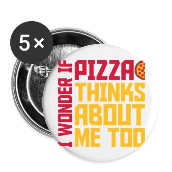 pizza thinks about me - Buttons klein 25 mm (5er Pack) - Weiß - Vorne