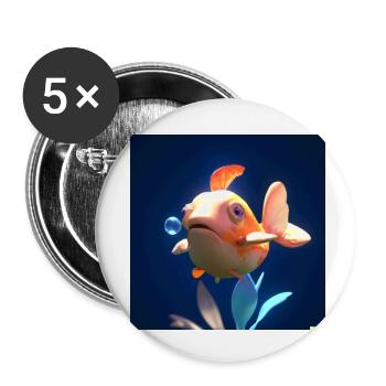 Ugly Fish - Buttons small 1''/25 mm (5-pack) - white - Front