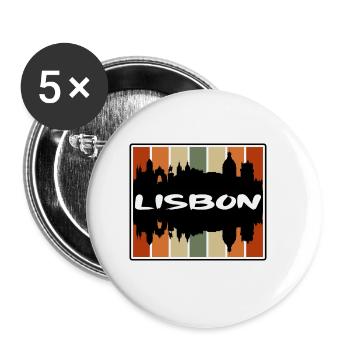 Lisbon Portugal Skyline Silhouette Travel Souvenir - Buttons small 1''/25 mm (5-pack) - white - Front