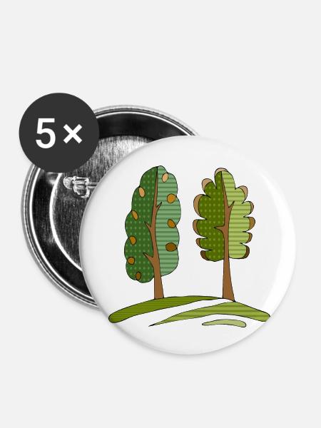 Baum - Buttons klein 25 mm (5er Pack) - Weiß