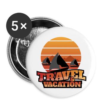 Art graphique de badge de voyage et de vacances - Lot de 5 petits badges (25 mm) - blanc - Devant