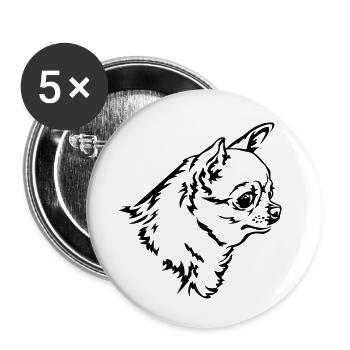 Tête de Chihuahua - Lot de 5 petits badges (25 mm) - blanc - Devant
