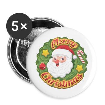 Frohe Weihnachten - Buttons klein 25 mm (5er Pack) - Weiß - Vorne