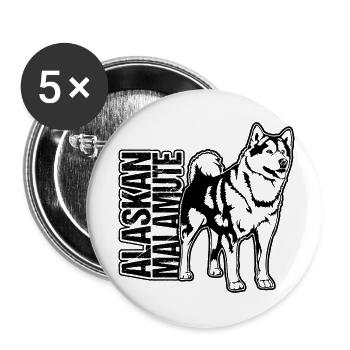 ALASKAN MALAMUTE Portrait Wilsign’s Sled Dog - Lot de 5 petits badges (25 mm) - blanc - Devant