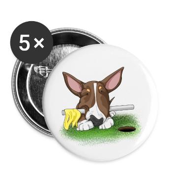 Bully MiniGolf - Buttons klein 25 mm (5er Pack) - Weiß - Vorne