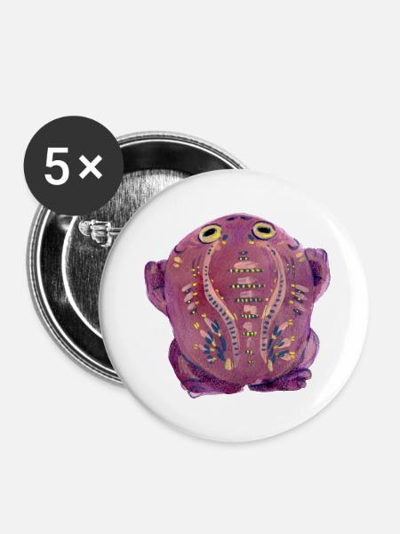 Purple Kröte - Buttons klein 25 mm (5er Pack) - Weiß