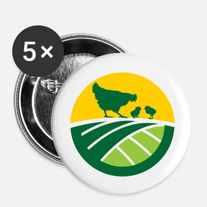 Poultry Fields - Buttons klein 25 mm (5er Pack) - Weiß