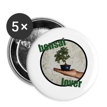 Amateur de bonsaï - Lot de 5 petits badges (25 mm) - blanc - Devant