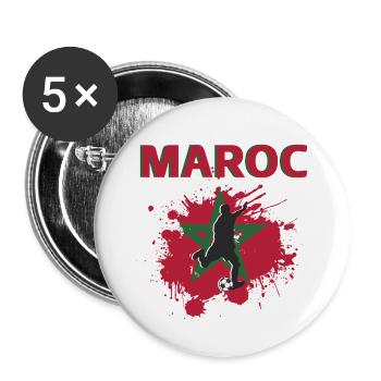 Maroc Football 2022 supporter de Maroc foot - Lot de 5 petits badges (25 mm) - blanc - Devant