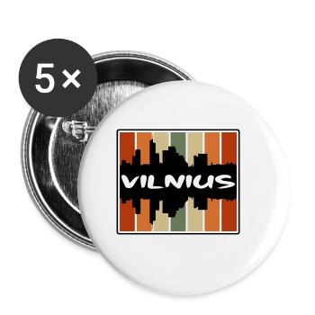 Vilnius Lithuania Skyline Silhouette Travel Souven - Buttons small 1''/25 mm (5-pack) - white - Front