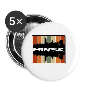 Minsk Weißrussland Skyline Silhouette Reise Souvenir - Buttons klein 25 mm (5er Pack) - Weiß - Vorne
